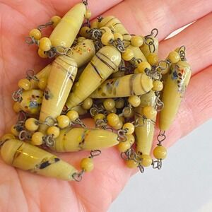 Vintage Venetian Murano Glass Millefiori Art Deco Flapper Necklace 48" Opera